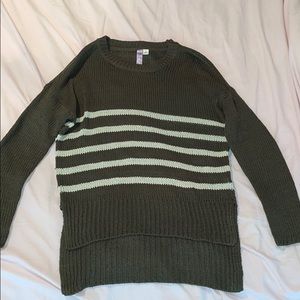 Knit Sweater-Olive Green w/ Elbow Patches